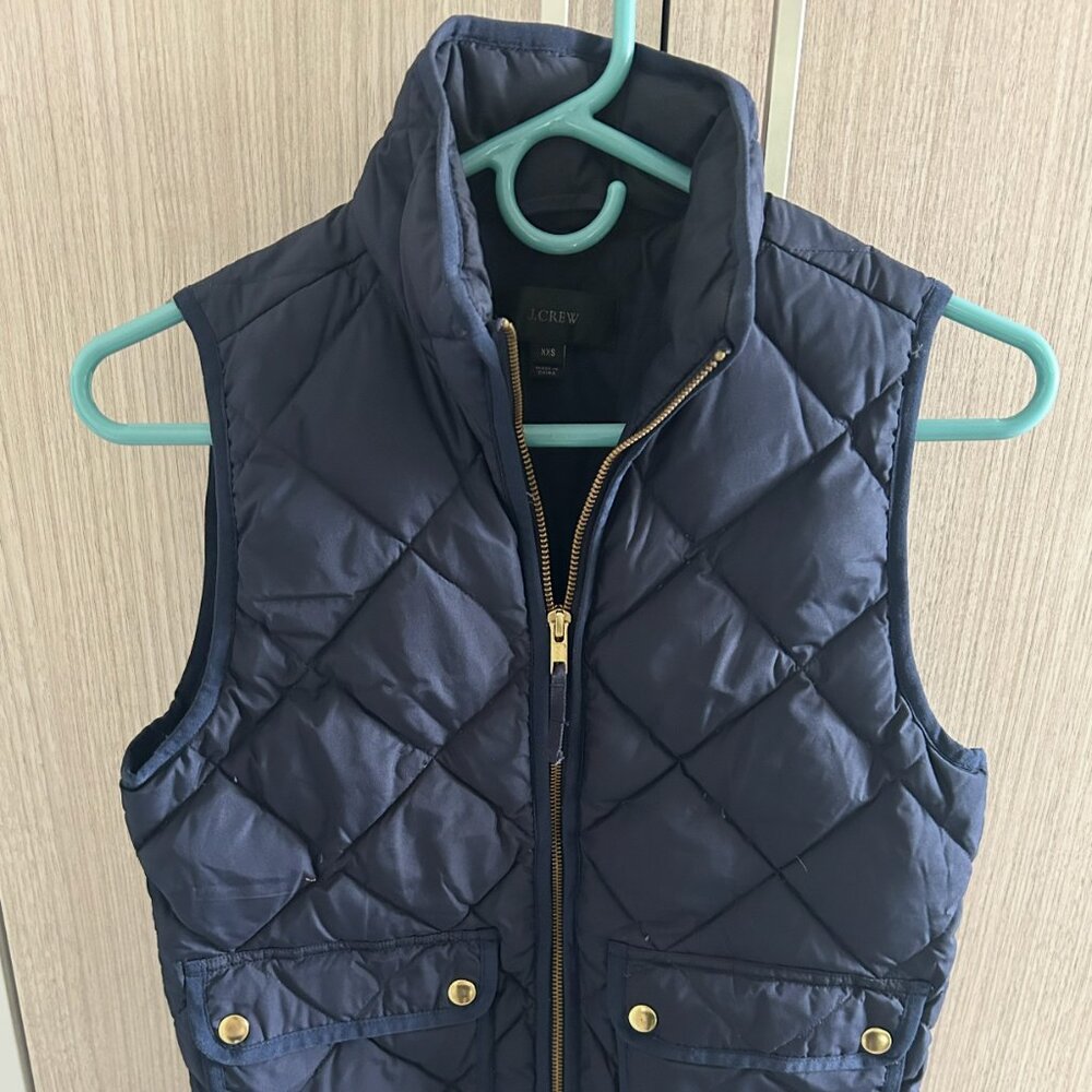 J. Crew Navy Blue Down Vest (XXS)